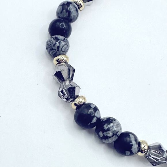 Little Words Project FEARLESS Bracelet Beaded Casual Stretch Grey White Boho - Picture 3 of 6